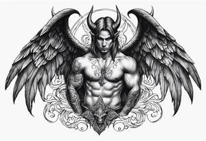 Devil with angel wings tattoo idea