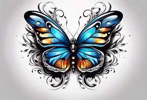 butterfly with blue wings. heart inside tattoo idea