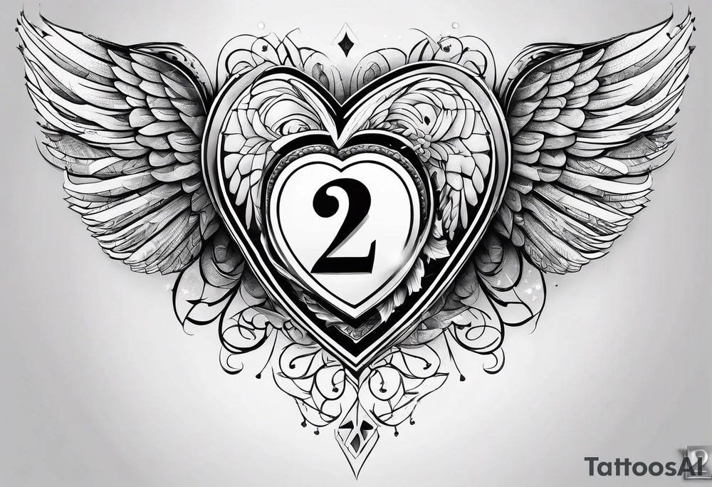 A heart in the form of the number 22 with wings tattoo idea
