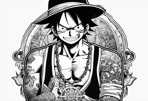 a tattoo from a fore hand from one piece anime of Luffy with the letters Wanted upside and dead or alive bellow tattoo idea