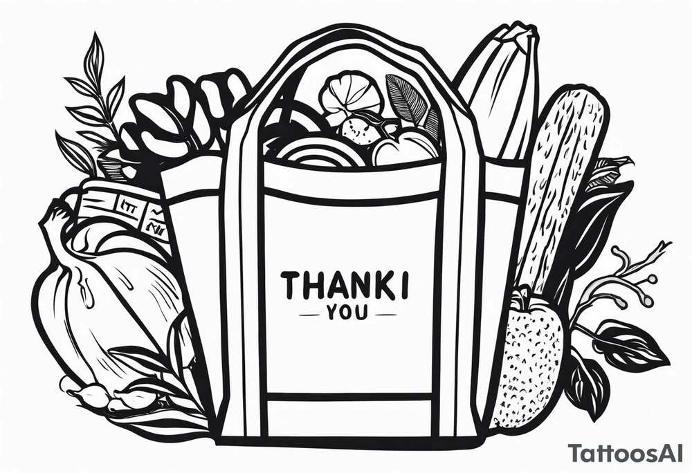 Thank you grocery bag tattoo idea