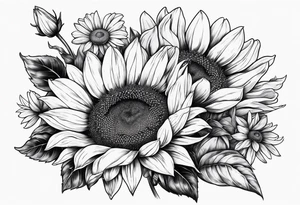 sunflowers, Daisy, wildflower, sleeve half tattoo idea
