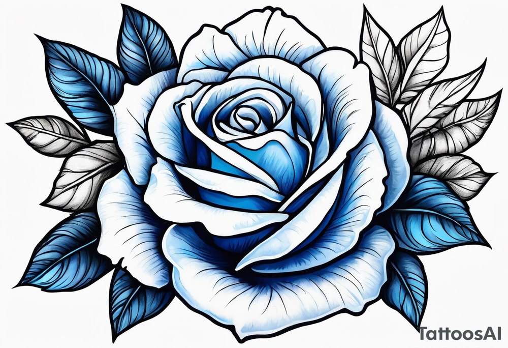 Blue and white rose tattoo idea