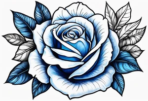 Blue and white rose tattoo idea