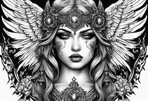 Creepy half angel half demon tattoo idea