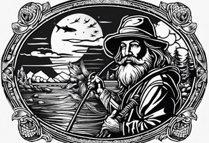 fisherman woodcut tattoo idea