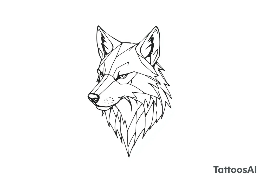 Geometric friendly  wolf tattoo idea