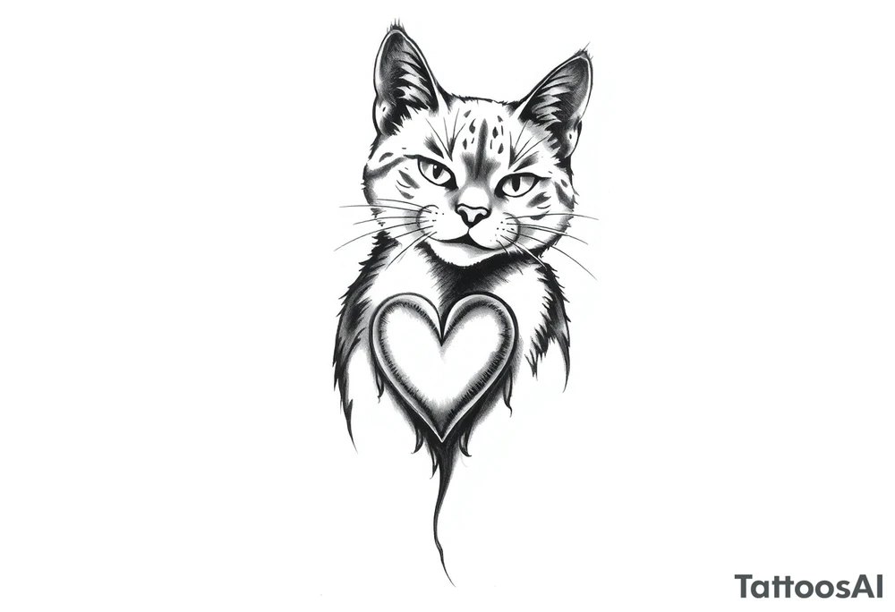 Pata de gato e coração tattoo idea