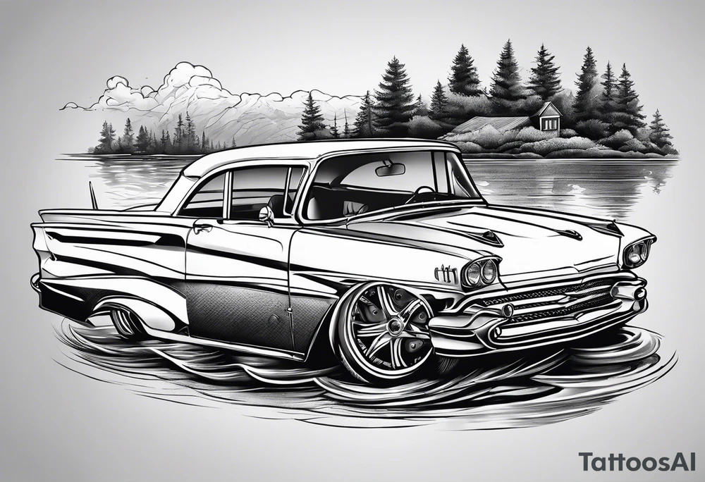 Fishing, race cars tattoo idea