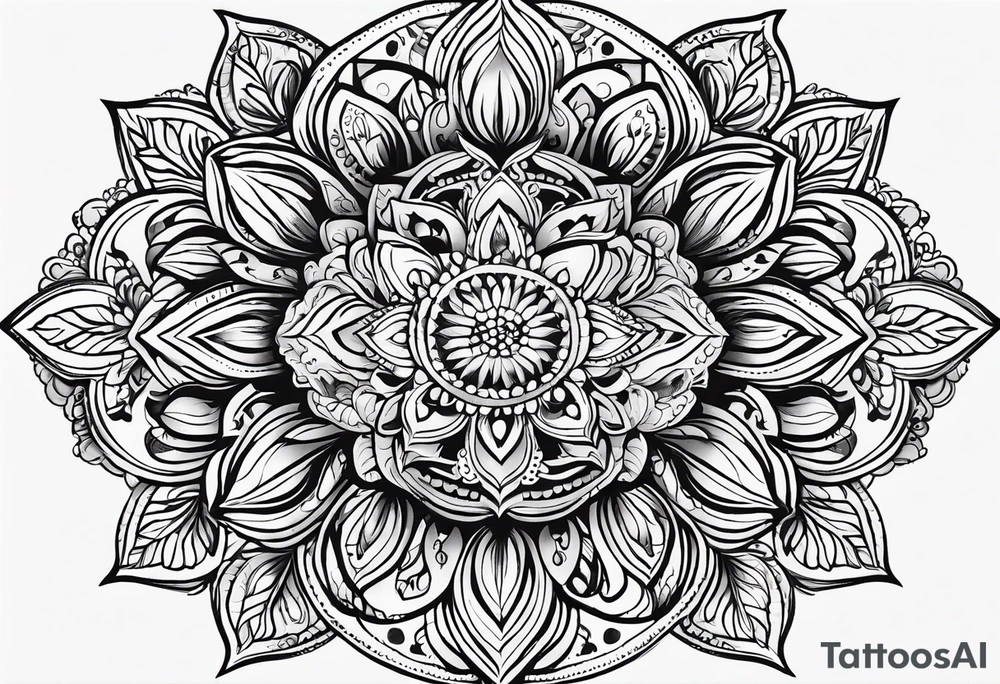 Mirrored style. Mexican flower mandala design tattoo idea