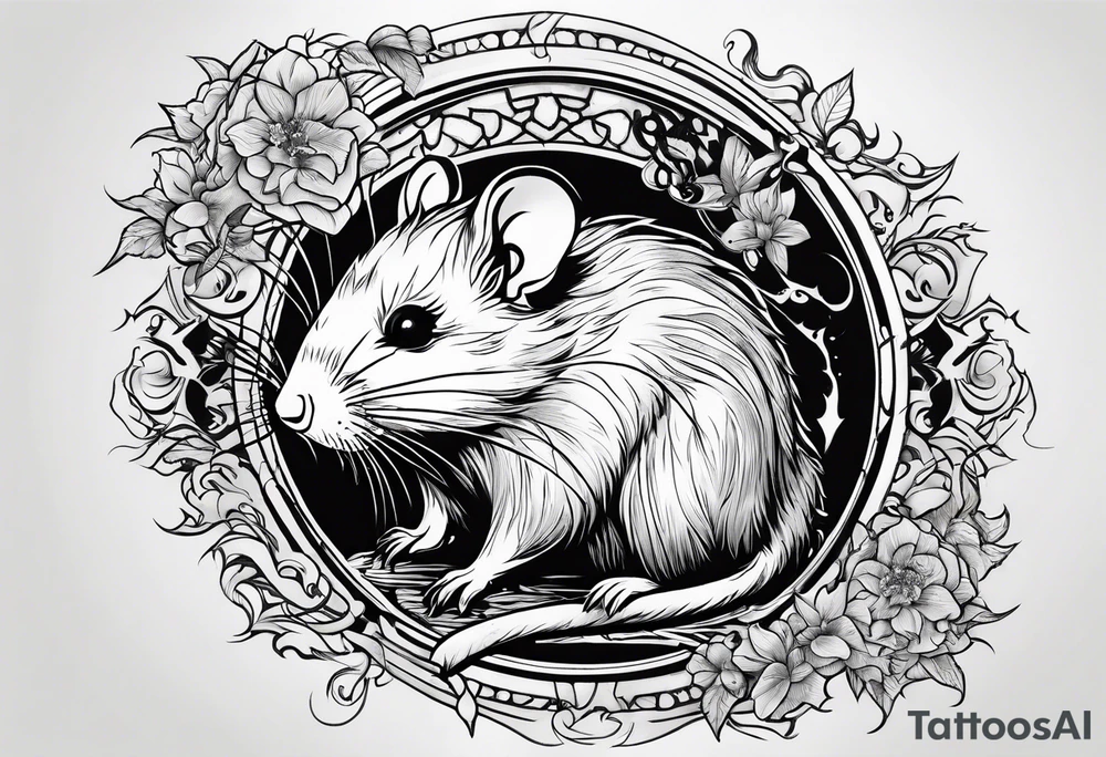 Rat using fire magic tattoo idea