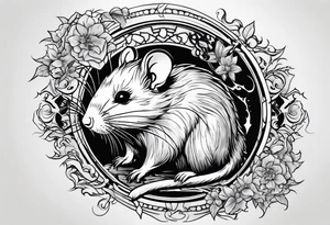 Rat using fire magic tattoo idea
