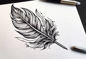 pen and feather tattoo idea