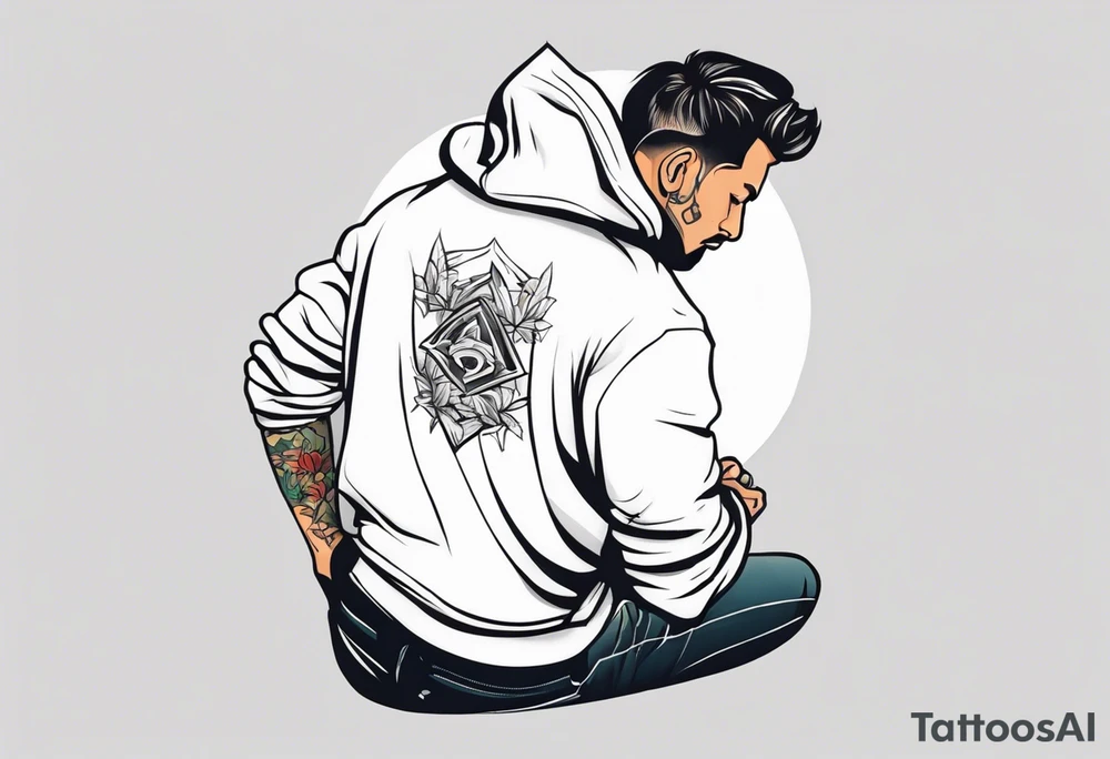 Guy wearing a hoodie tattoo idea