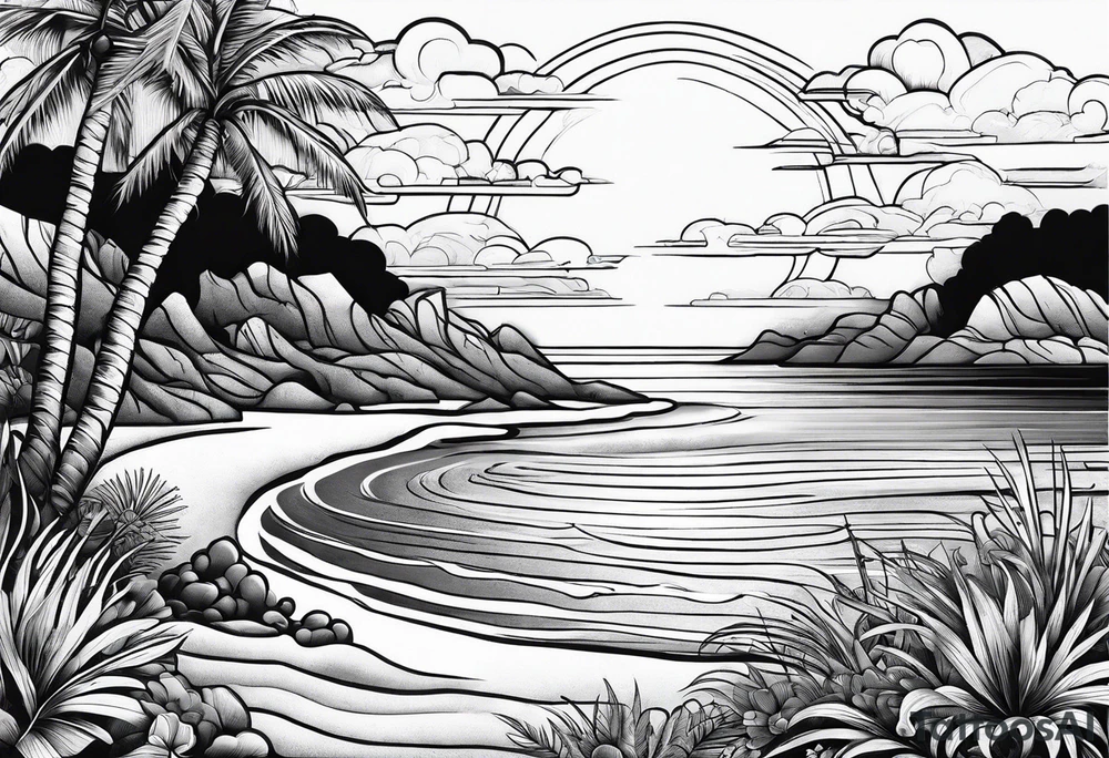 Beach scene tattoo idea