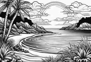 Beach scene tattoo idea