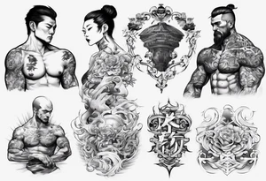 a chest tattoo starting at the left pec going onto the shoulder and bicep.  lots of black tattoo idea