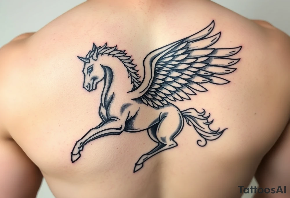 A fierce whimsical, Pegasus, shaded greys forearm and hand
 Make it suitable for an arm tattoo idea