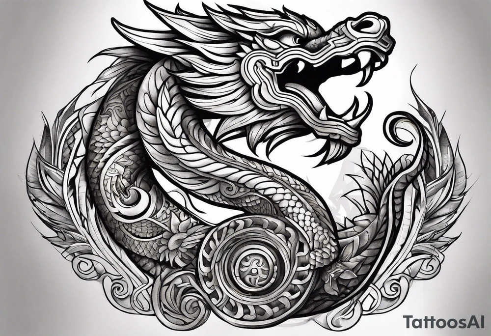 feathered serpent full body tattoo idea