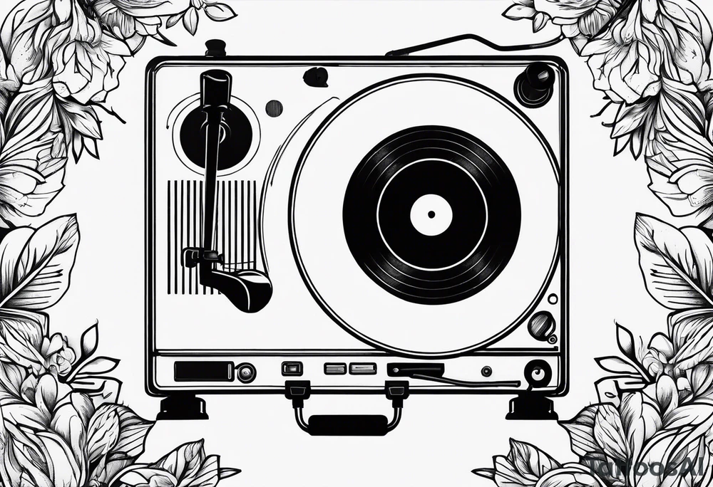 Recordplayer finline art minimalistic tattoo idea