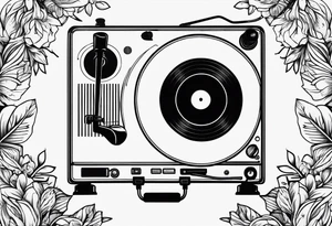 Recordplayer finline art minimalistic tattoo idea
