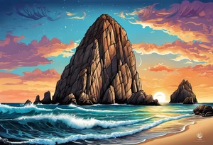 Cabo San Lucas beach that shows the famous rock formation tattoo idea