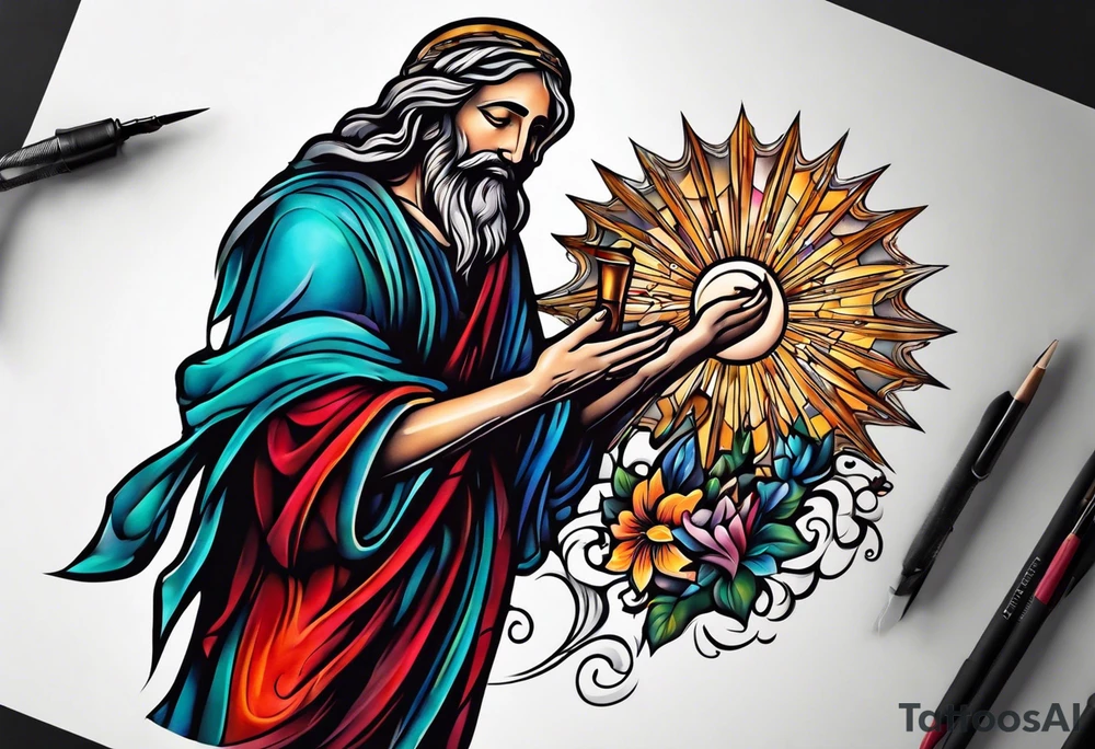 beggar reaching for Jesus Christ tattoo idea