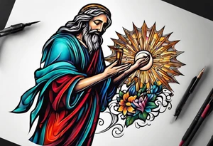 beggar reaching for Jesus Christ tattoo idea
