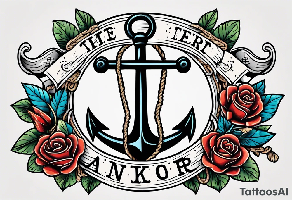 old school anchor with rope wrapped around anchor and banner across anchor tattoo idea