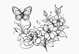 vines and flowers with butterflies tattoo idea