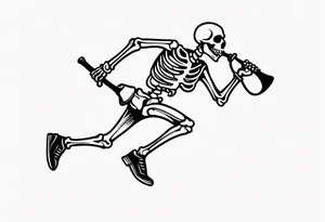 running skeleton with a pipe tattoo idea