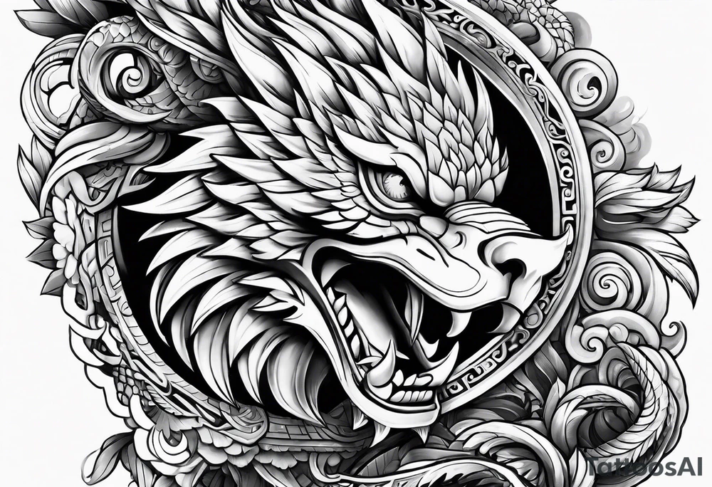 quetzalcoatl sleeve tattoo idea