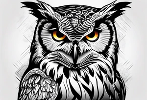 Owl with dog tags tattoo idea