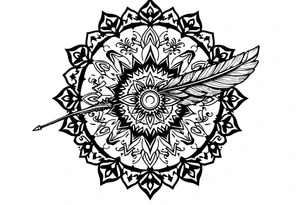 spiritual feather indian mandala shaman rune tattoo idea