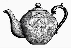 Teapot with 3-d cube tattoo idea