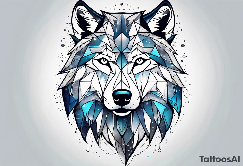 Constellation, animal wolf snow , géométric tattoo idea