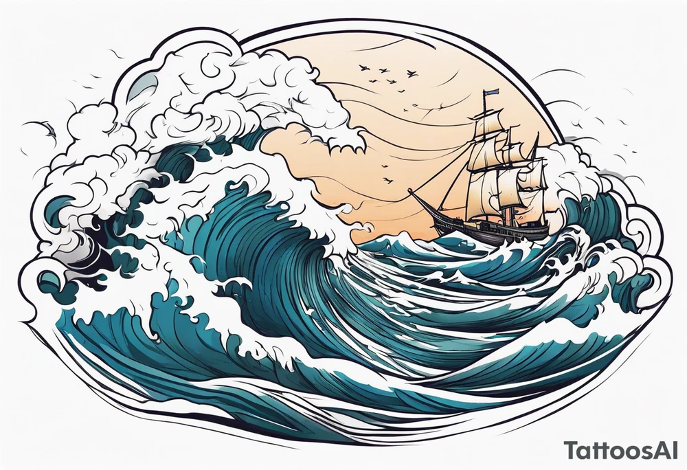 discipline and consistency sea storm tattoo idea