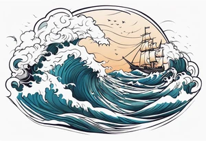 discipline and consistency sea storm tattoo idea