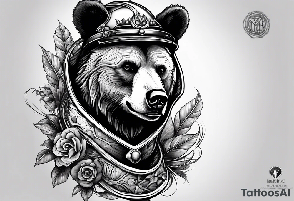 bear and helm on forearm tattoo idea