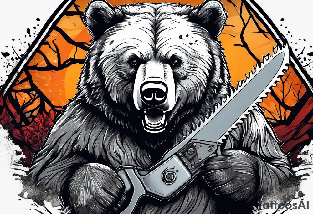 Bear with a chainsaw tattoo idea