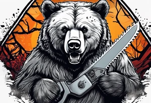 Bear with a chainsaw tattoo idea