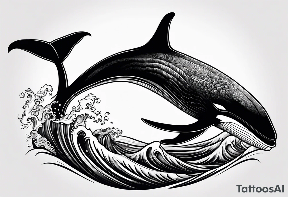 whale's tail sticking out of ocean tattoo idea