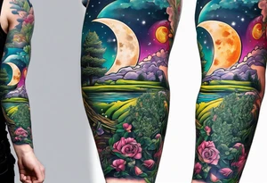 weed golf #2 the moon (arm sleeve) tattoo idea