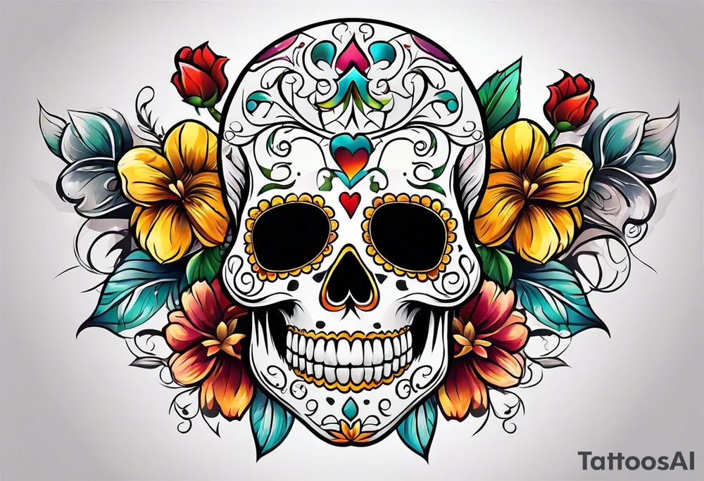 Sugar skull tattoo idea
