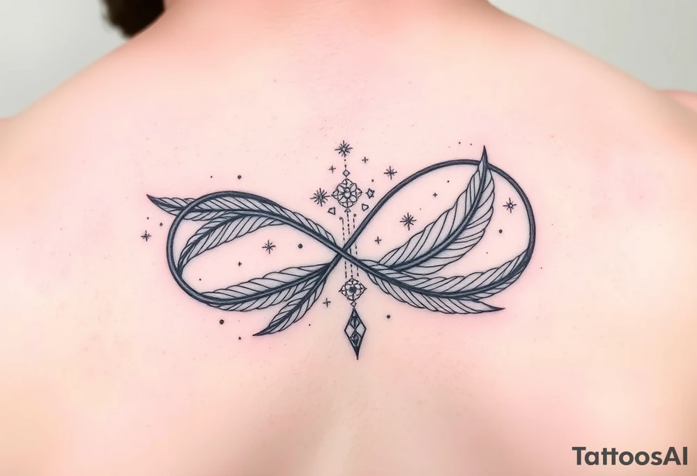 infinity symbol woven with floating feathers and stardust tattoo idea infinity symbol woven with floating feathers and stardust tattoo idea