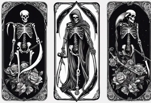 Skeleton with scythe death tarot card good and evil ying yang tattoo idea