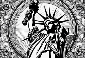 Declaration of Independence, scroll, liberty, justice, female, happy tattoo idea