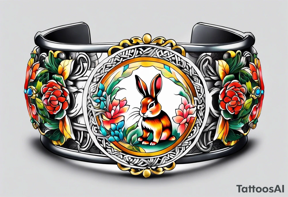 Chinese bracelet with rabbit pendent tattoo idea
