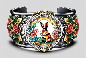 Chinese bracelet with rabbit pendent tattoo idea