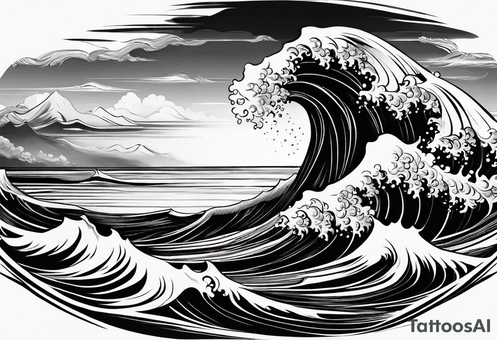 picture 8 by 8 centimeters of sea waves before a storm tattoo idea